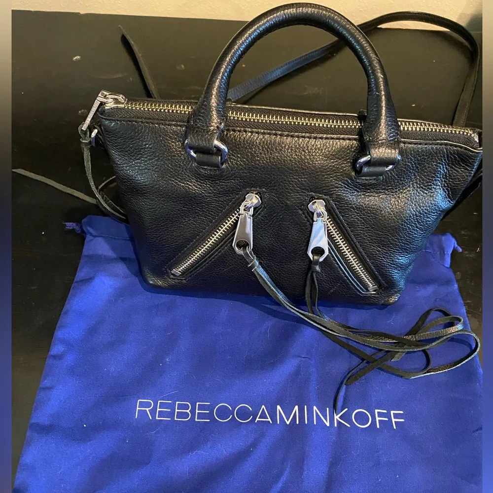 REBECCA MINKOFF NWT MOTORCYCLE HANDBAG/CROSSBODY  LEATHER BLACK